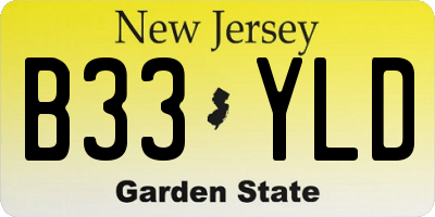 NJ license plate B33YLD