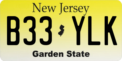 NJ license plate B33YLK