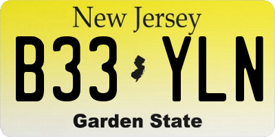 NJ license plate B33YLN