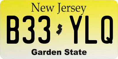 NJ license plate B33YLQ