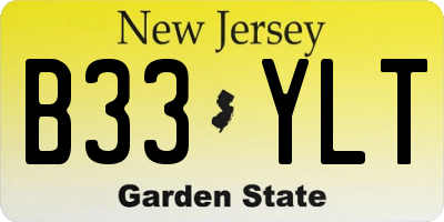 NJ license plate B33YLT