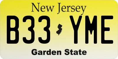 NJ license plate B33YME