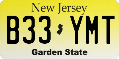 NJ license plate B33YMT