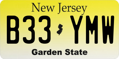 NJ license plate B33YMW