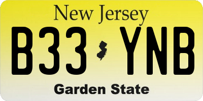 NJ license plate B33YNB