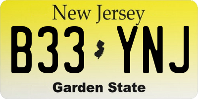 NJ license plate B33YNJ