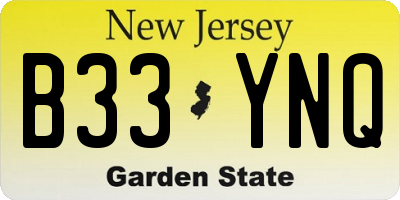 NJ license plate B33YNQ