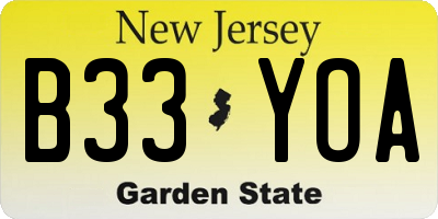 NJ license plate B33YOA