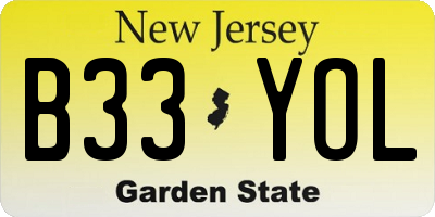 NJ license plate B33YOL