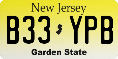 NJ license plate B33YPB