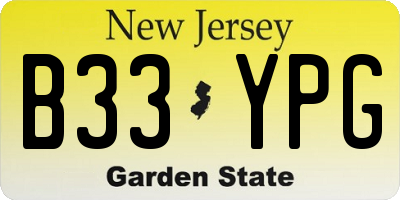 NJ license plate B33YPG