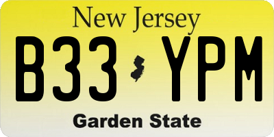 NJ license plate B33YPM