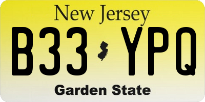 NJ license plate B33YPQ