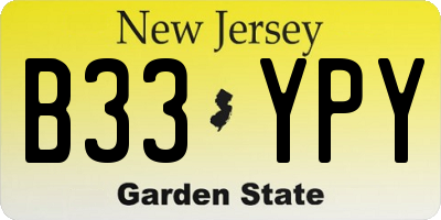 NJ license plate B33YPY