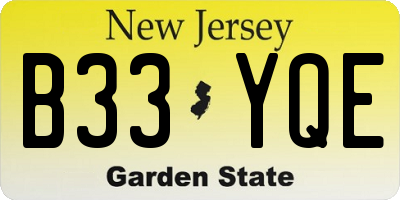 NJ license plate B33YQE