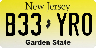 NJ license plate B33YRO