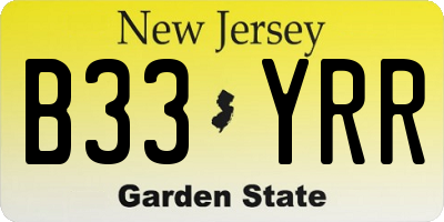 NJ license plate B33YRR