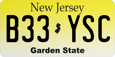 NJ license plate B33YSC