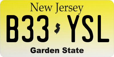 NJ license plate B33YSL