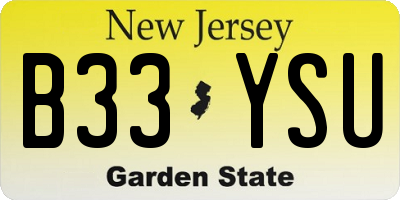 NJ license plate B33YSU