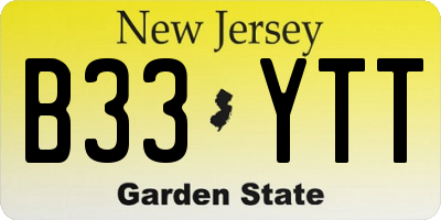 NJ license plate B33YTT