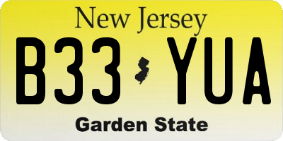 NJ license plate B33YUA