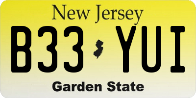 NJ license plate B33YUI