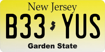 NJ license plate B33YUS