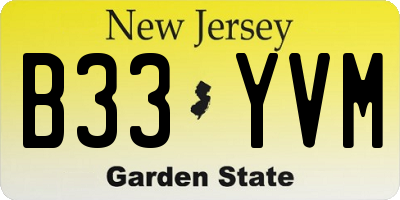 NJ license plate B33YVM