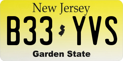 NJ license plate B33YVS
