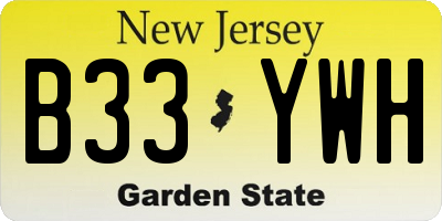 NJ license plate B33YWH