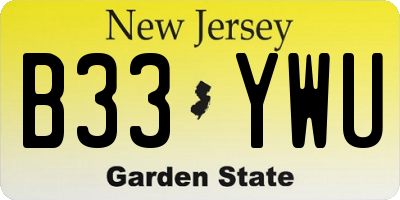 NJ license plate B33YWU