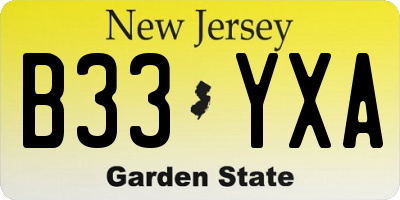 NJ license plate B33YXA