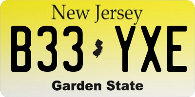 NJ license plate B33YXE