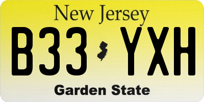 NJ license plate B33YXH