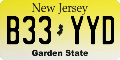 NJ license plate B33YYD