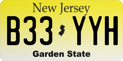 NJ license plate B33YYH