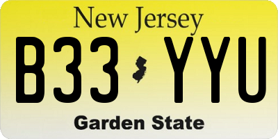 NJ license plate B33YYU