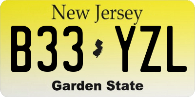 NJ license plate B33YZL
