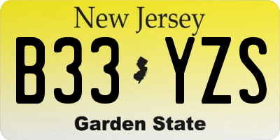 NJ license plate B33YZS
