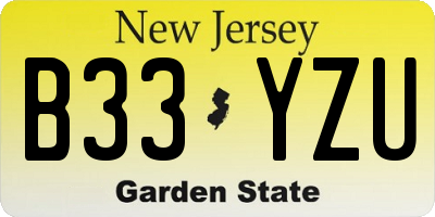 NJ license plate B33YZU