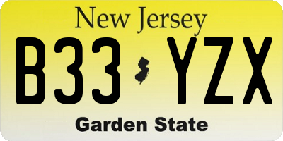 NJ license plate B33YZX