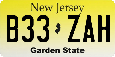 NJ license plate B33ZAH