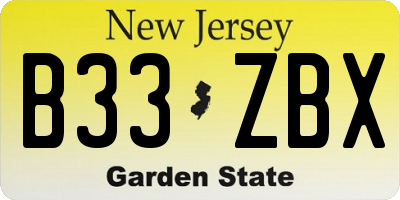 NJ license plate B33ZBX