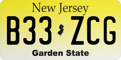 NJ license plate B33ZCG