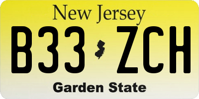 NJ license plate B33ZCH