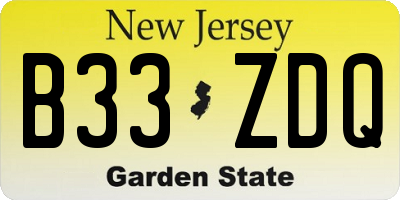 NJ license plate B33ZDQ