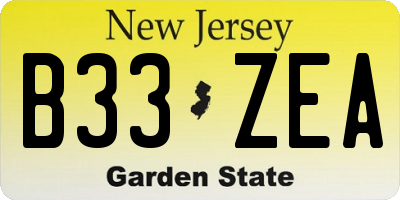 NJ license plate B33ZEA