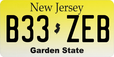 NJ license plate B33ZEB
