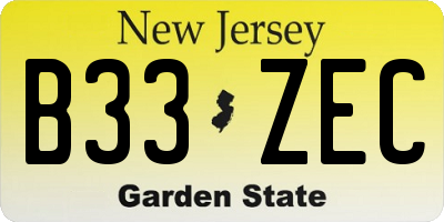 NJ license plate B33ZEC